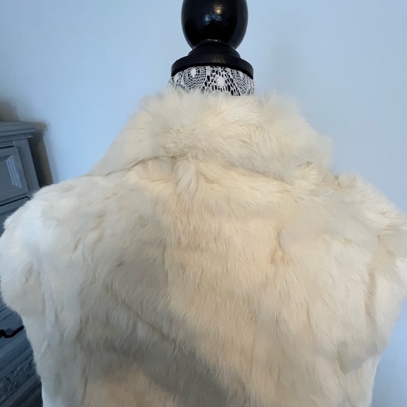 Cream white Rabbit Fur Women's Jacket - Picture 11 of 11